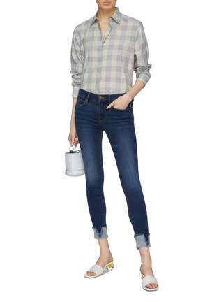 Figure View - Click To Enlarge - FRAME - 'Le Skinny de Jeanne' frayed roll cuff jeans