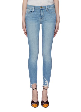 Main View - Click To Enlarge - FRAME - 'Le Skinny De Jeanne' distressed cuff jeans