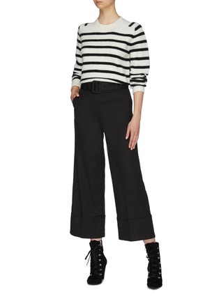 Figure View - Click To Enlarge - FRAME - Belted rolled cuff denim wide leg pants