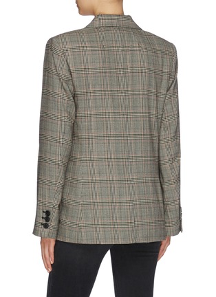 Back View - Click To Enlarge - FRAME - Double breasted check plaid tweed oversized boyfriend blazer