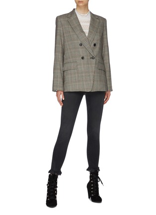 Figure View - Click To Enlarge - FRAME - Double breasted check plaid tweed oversized boyfriend blazer