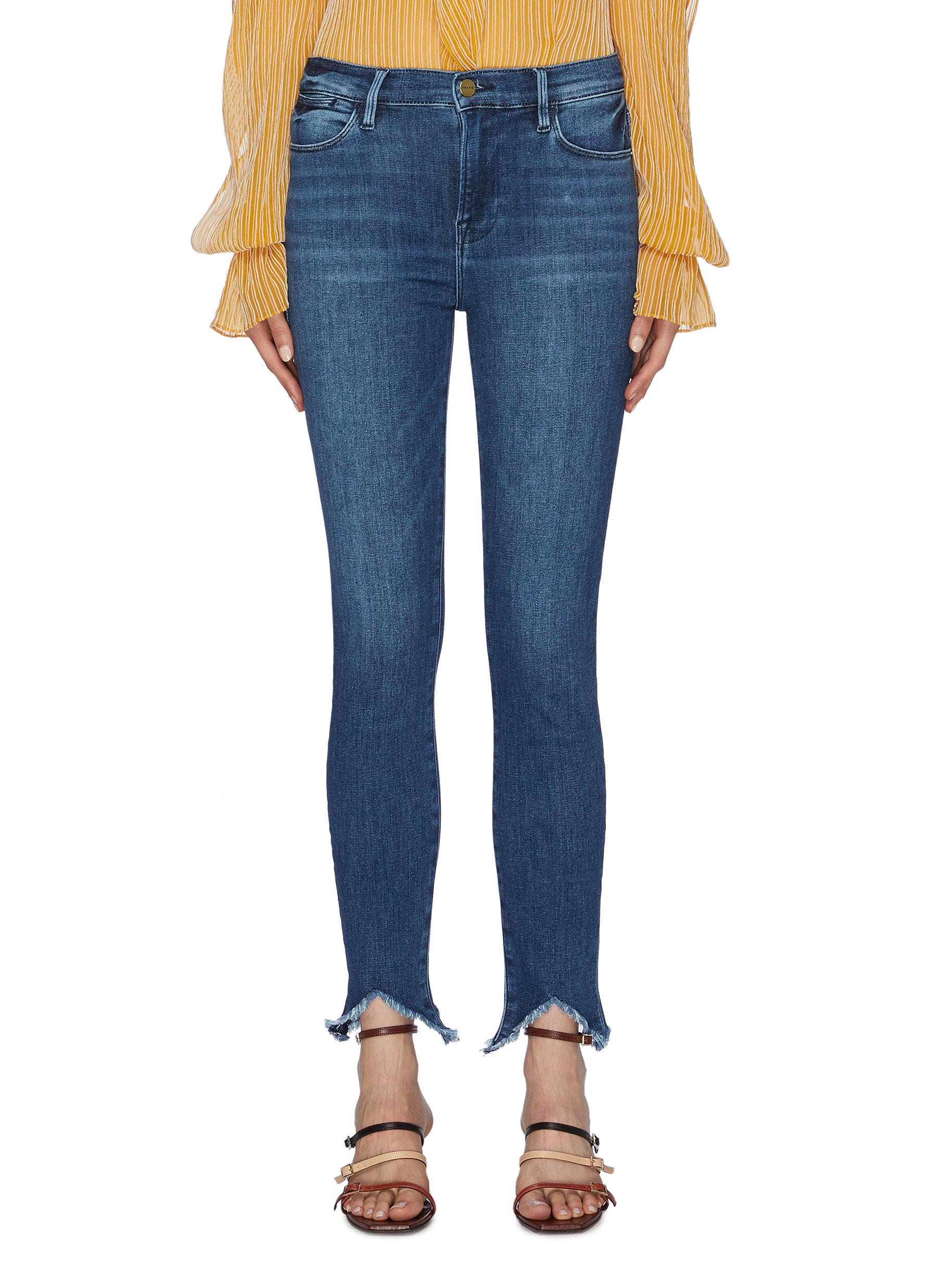 Le High Skinny frayed staggered cuff jeans by Frame Denim