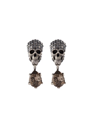 Main View - Click To Enlarge - ALEXANDER MCQUEEN - Swarovski crystal skull link drop earrings