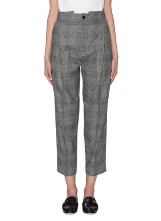 Main View - Click To Enlarge - BARENA - 'Vittoria' pleated waistband check plaid cropped suiting pants