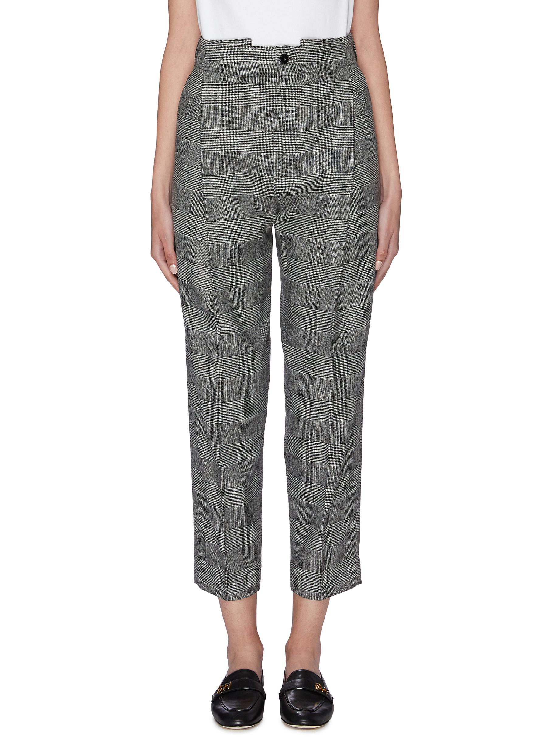 Vittoria pleated waistband check plaid cropped suiting pants by Barena