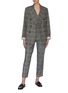 Figure View - Click To Enlarge - BARENA - 'Vittoria' pleated waistband check plaid cropped suiting pants