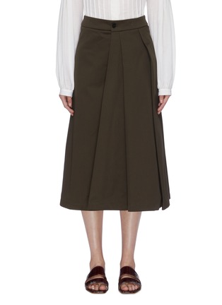 Main View - Click To Enlarge - BARENA - 'Ubalda' pleated front twill A-line skirt