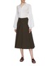 Figure View - Click To Enlarge - BARENA - 'Ubalda' pleated front twill A-line skirt