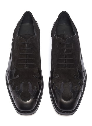 Detail View - Click To Enlarge - ALEXANDER MCQUEEN - Flame patchwork leather and suede oxfords