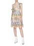 Figure View - Click To Enlarge - JONATHAN LIANG - Asymmetric cold shoulder floral embroidered dress