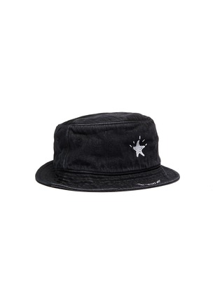 Figure View - Click To Enlarge - SMFK - Slogan star embroidered denim twill patchwork bucket hat