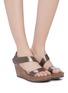 Figure View - Click To Enlarge - PEDRO GARCIA  - 'Fely' slant strap metallic leather platform sandals