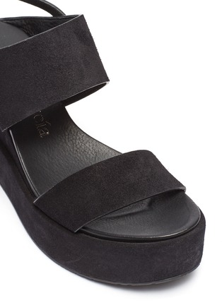 Detail View - Click To Enlarge - PEDRO GARCIA  - 'Divinia' suede slingback wedge sandals