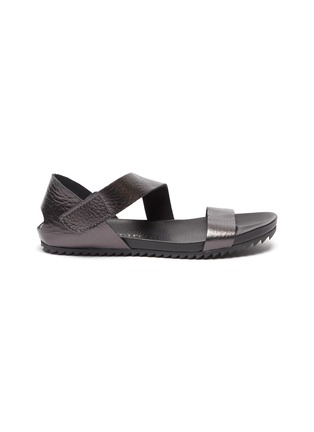 Main View - Click To Enlarge - PEDRO GARCIA  - 'Jo' slant strap metallic leather sandals