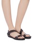 Figure View - Click To Enlarge - PEDRO GARCIA  - 'Jo' slant strap metallic leather sandals