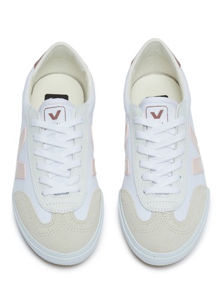 Detail View - Click To Enlarge - VEJA - 'Volley' suede panel organic canvas sneakers