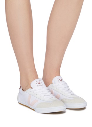 Figure View - Click To Enlarge - VEJA - 'Volley' suede panel organic canvas sneakers