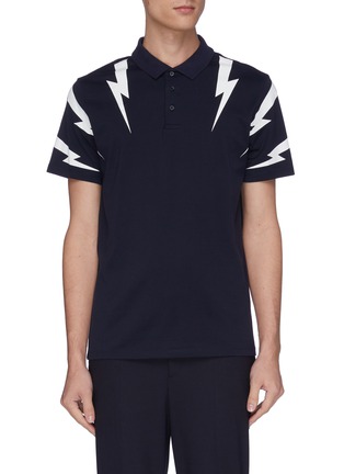 Main View - Click To Enlarge - NEIL BARRETT - Thunderbolt print polo shirt