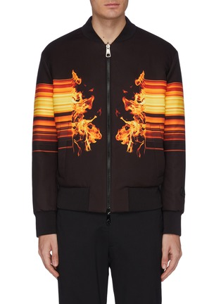 Main View - Click To Enlarge - NEIL BARRETT - Reversible flame print bomber jacket