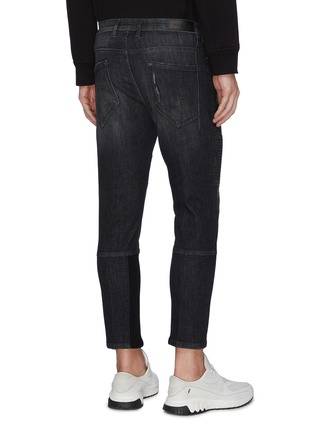 Back View - Click To Enlarge - NEIL BARRETT - Ribbed panel washed skinny jeans