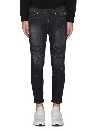 Main View - Click To Enlarge - NEIL BARRETT - Ribbed panel washed skinny jeans