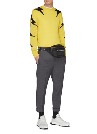 Figure View - Click To Enlarge - NEIL BARRETT - Thunderbolt jacquard sleeve wool-cashmere-silk sweater