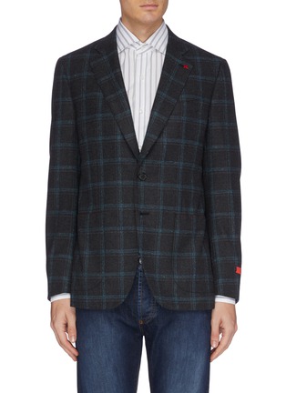 Main View - Click To Enlarge - ISAIA - 'Gregory' check wool blend Donegal tweed blazer