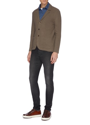Figure View - Click To Enlarge - ISAIA - Notched lapel wool waffle knit cardigan