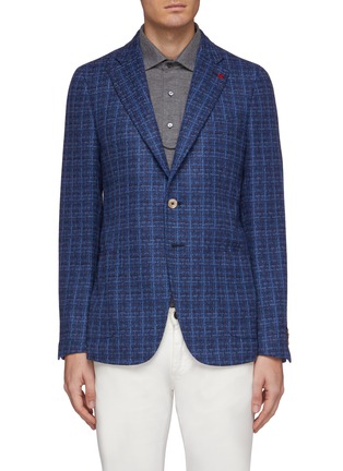 Main View - Click To Enlarge - ISAIA - 'Cortina' check wool-cashmere tweed blazer
