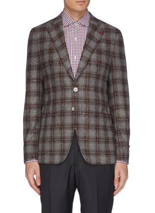 Main View - Click To Enlarge - ISAIA - 'Cortina' tartan plaid wool-cashmere tweed blazer