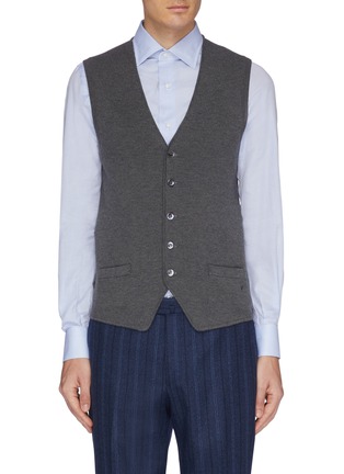 Main View - Click To Enlarge - ISAIA - Belted ribbed back knit gilet