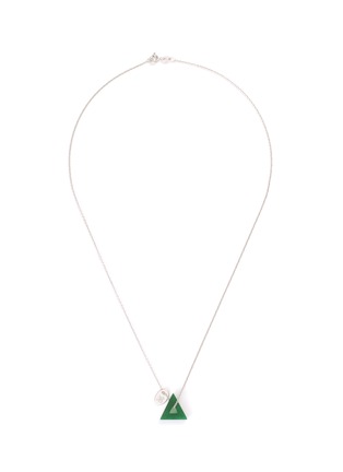 Main View - Click To Enlarge - SAMUEL KUNG - Jade triangle pendant 18k white gold necklace