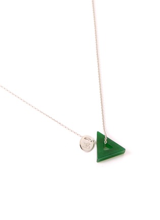 Figure View - Click To Enlarge - SAMUEL KUNG - Jade triangle pendant 18k white gold necklace
