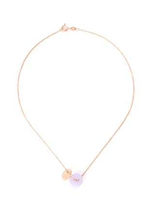 Main View - Click To Enlarge - SAMUEL KUNG - Jade hoop pendant 18k rose gold necklace