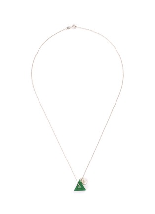 Main View - Click To Enlarge - SAMUEL KUNG - Jade triangle pendant 18k white gold necklace