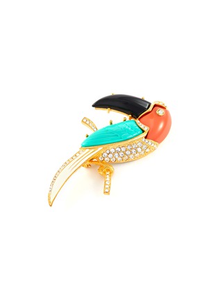 Detail View - Click To Enlarge - KENNETH JAY LANE - Glass crystal colourblock parrot brooch