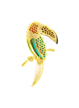 Figure View - Click To Enlarge - KENNETH JAY LANE - Glass crystal colourblock parrot brooch