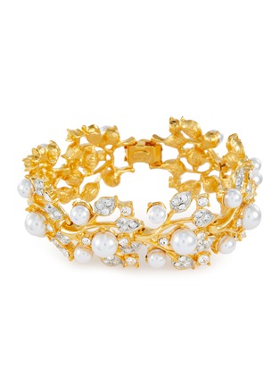 Main View - Click To Enlarge - KENNETH JAY LANE - Glass crystal faux pearl openwork vine bangle