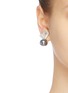 Figure View - Click To Enlarge - KENNETH JAY LANE - Glass crystal pearl half bow clip stud earrings