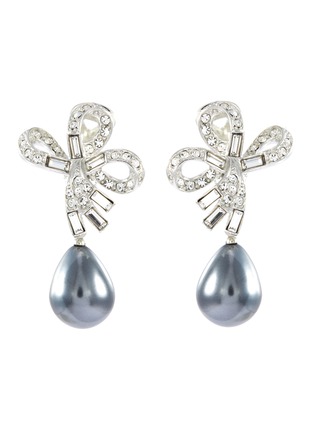 Main View - Click To Enlarge - KENNETH JAY LANE - Glass crystal pearl drop clip earrings