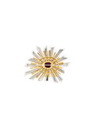Figure View - Click To Enlarge - KENNETH JAY LANE - Glass crystal cabochon sunburst brooch