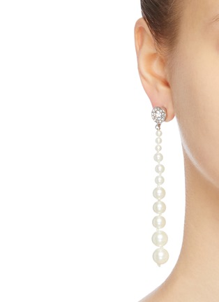 Figure View - Click To Enlarge - KENNETH JAY LANE - Glass crystal stud pearl link drop earrings