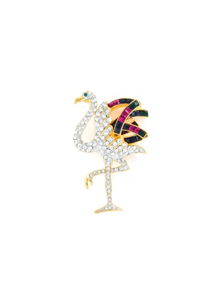 Main View - Click To Enlarge - KENNETH JAY LANE - Glass crystal flamingo brooch