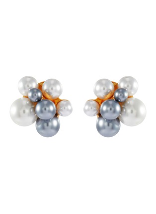Main View - Click To Enlarge - KENNETH JAY LANE - Glass pearl cluster clip stud earrings