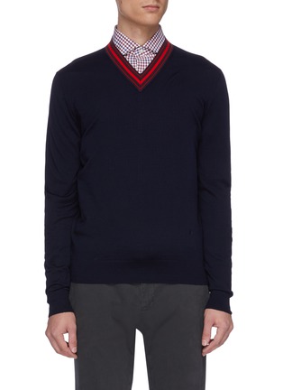 Main View - Click To Enlarge - ISAIA - Stripe collar sweater