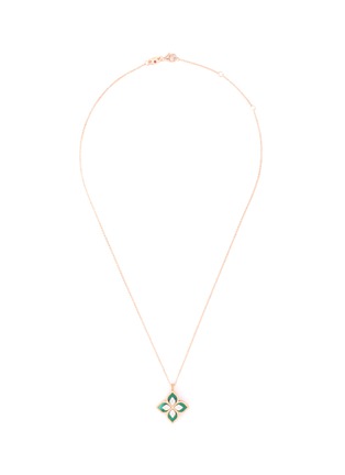 Main View - Click To Enlarge - ROBERTO COIN - 'Princess Flower' diamond malachite 18k rose gold pendant necklace