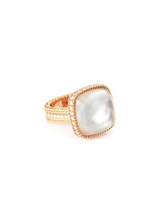 Main View - Click To Enlarge - ROBERTO COIN - 'Roman Barocco' diamond Mother-of-Pearl 18k rose gold ring