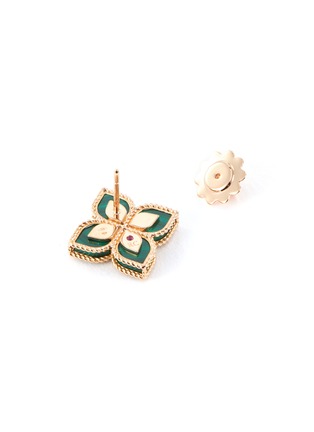 Detail View - Click To Enlarge - ROBERTO COIN - 'Princess Flower' diamond malachite 18k rose gold stud earrings