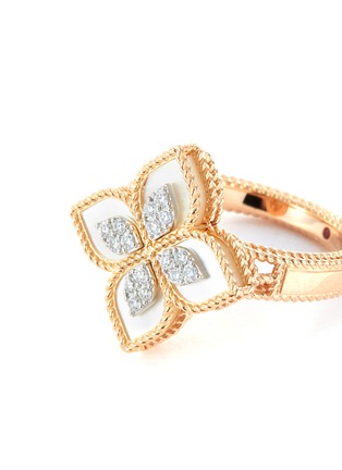 Detail View - Click To Enlarge - ROBERTO COIN - 'Princess Flower' diamond Mother-of-Pearl 18k rose gold ring