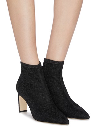 Figure View - Click To Enlarge - PEDDER RED - 'Hank' glitter sock knit ankle boots